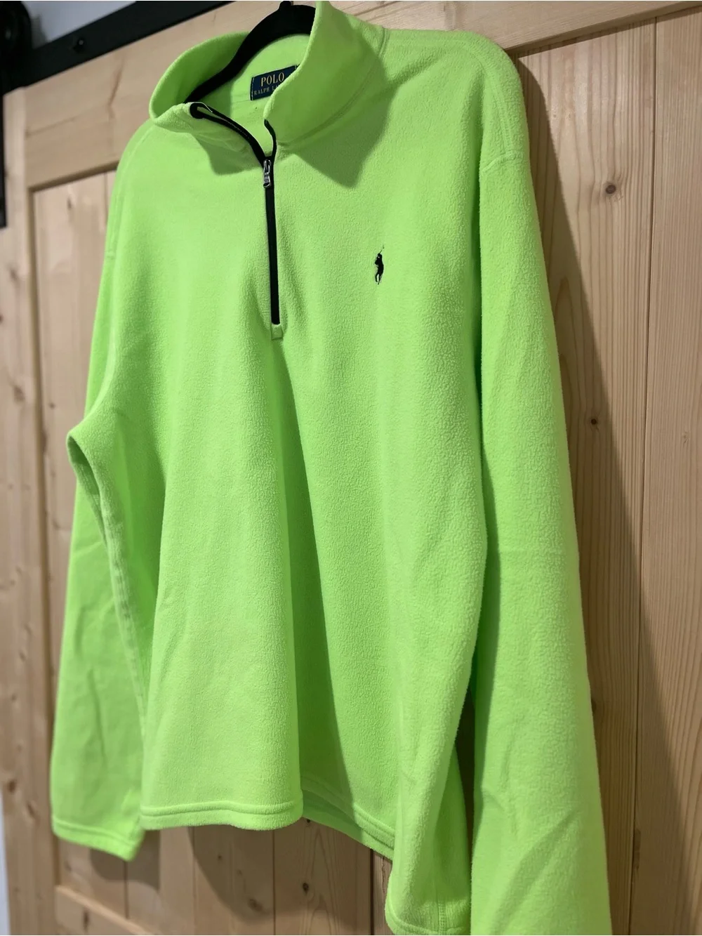 Ralph Lauren Men’s Neon Lime Quarter-Zip Fleece Pullover 🐎